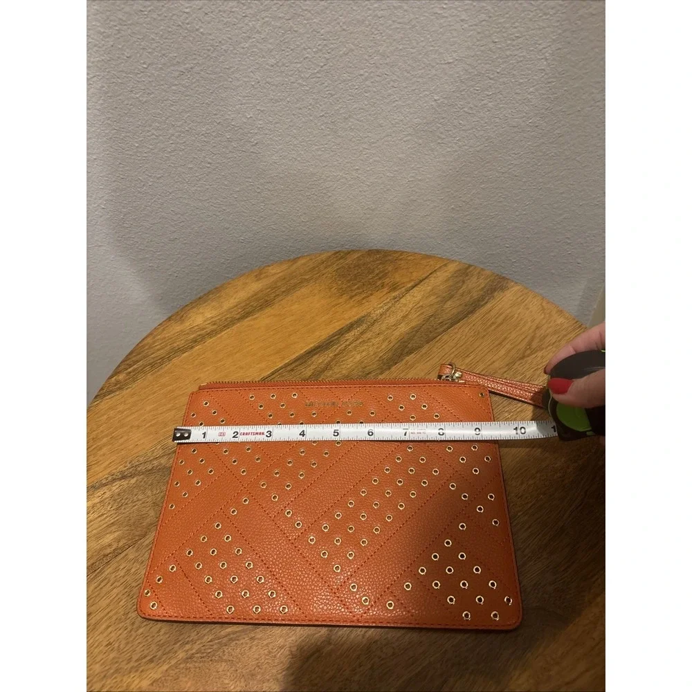 MICHAEL KORS Jet‎ Set Travel~Mimosa/Gold~XL~ Zip Clutch Wristlet Leather~NWOT